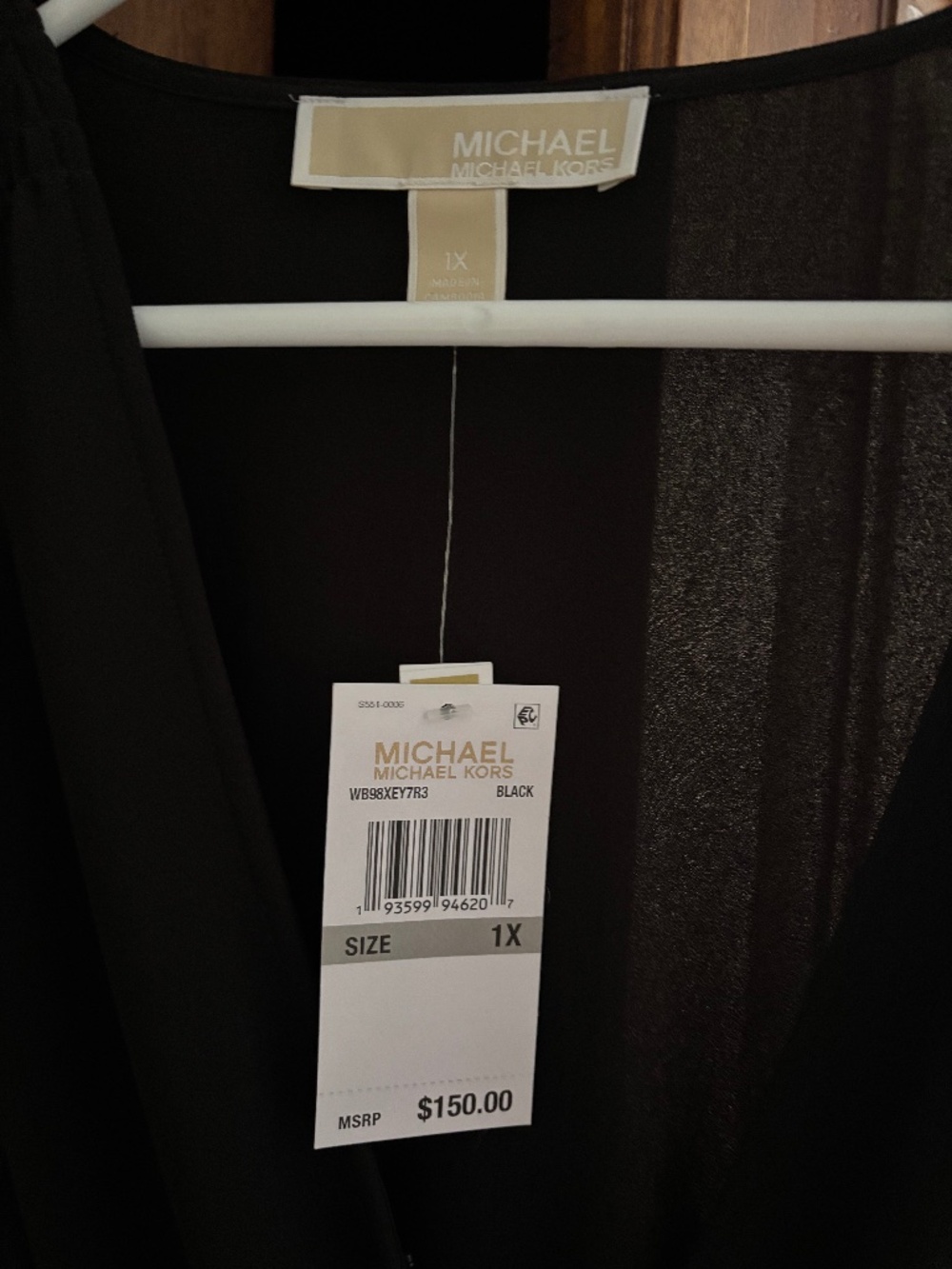 Michael Kors NWT Long sleeve black ruffle dress